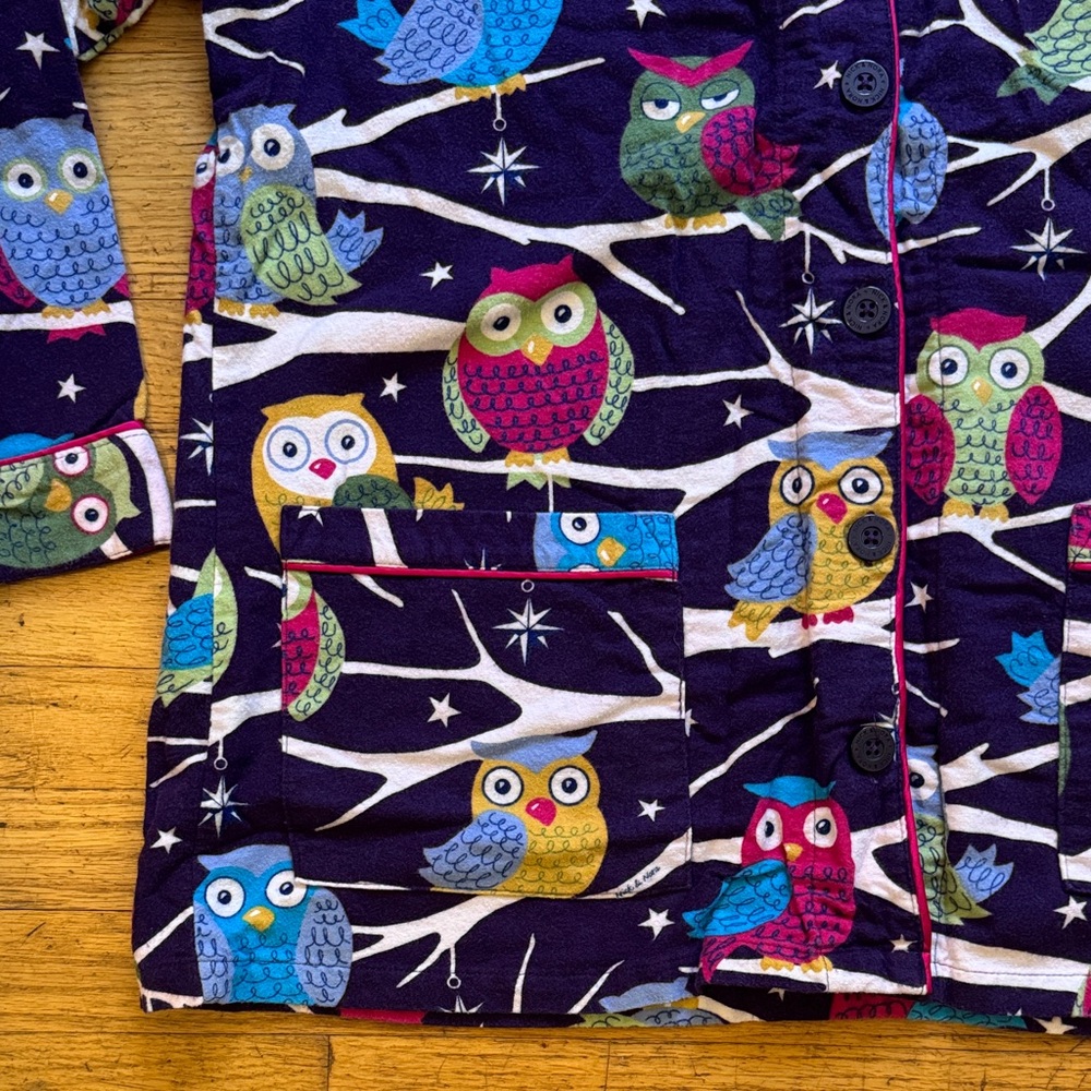 Like New! Nick & Nora Multicolor Owl Print Pajama Set - Picture 3 of 7